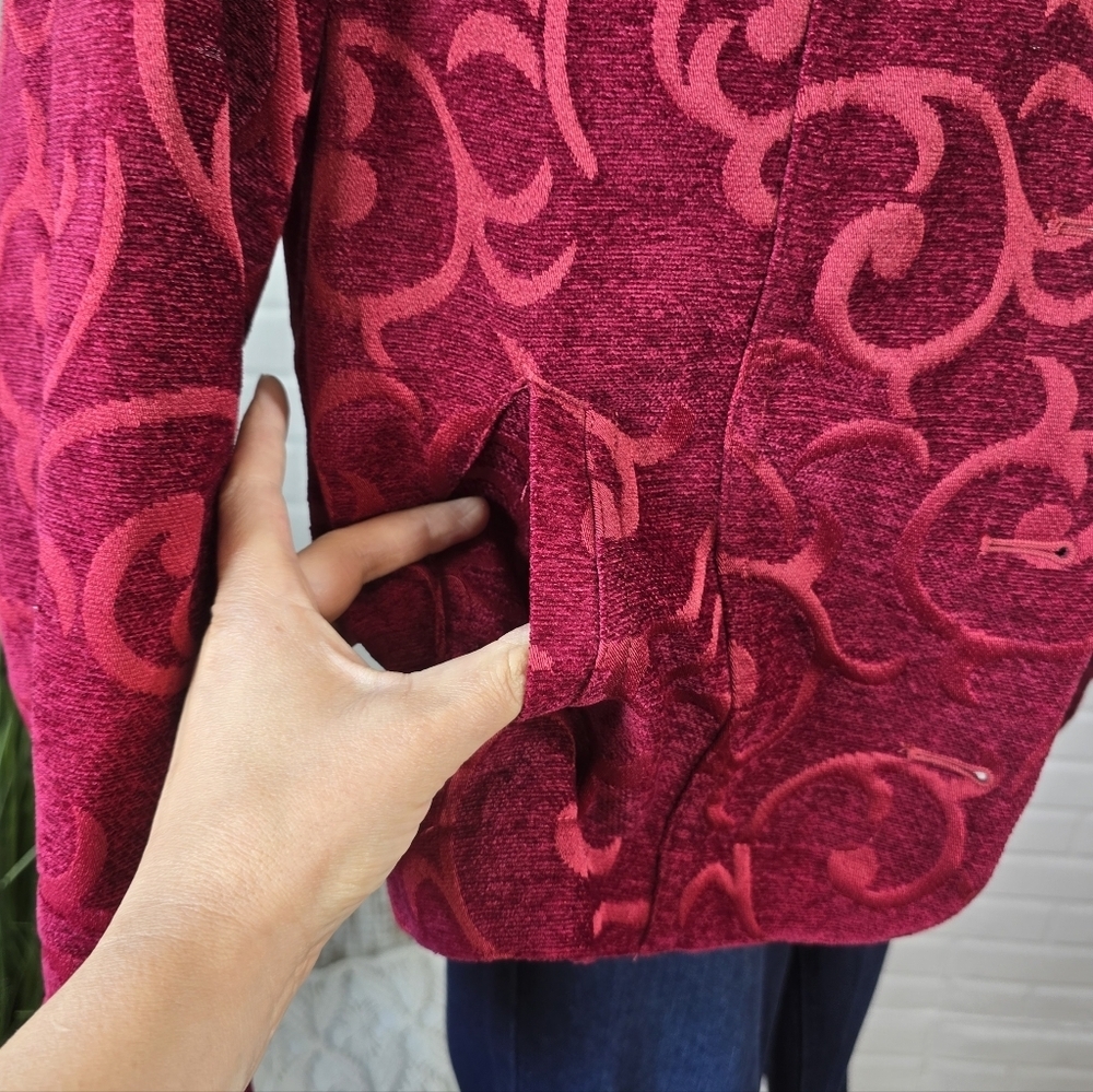 Croft And Barrow Red Patterned Jacket Button Up Medium - Picture 9 of 12
